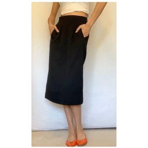Black Wool Mid-length Skirt